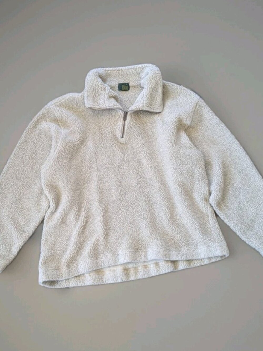 Club Room Mens XL Half Zip Fleece Pullover Cream Sherpa Shirt Fuzzy Layer Jacket